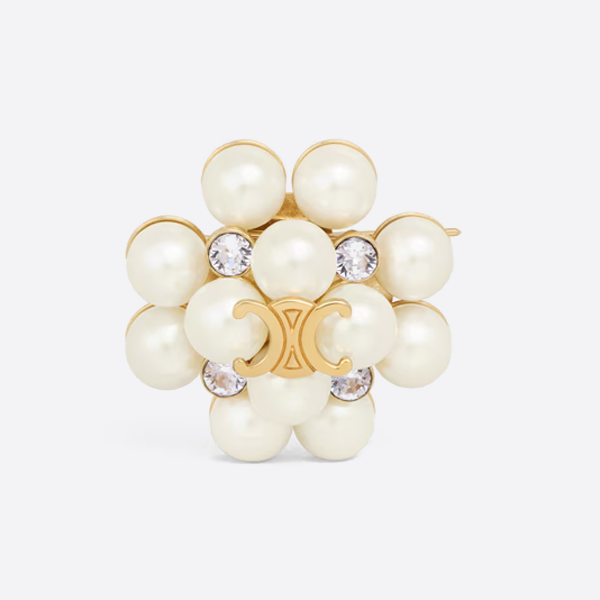 セリーヌ ラウンドパールブローチ 461JW6RPB.01GI