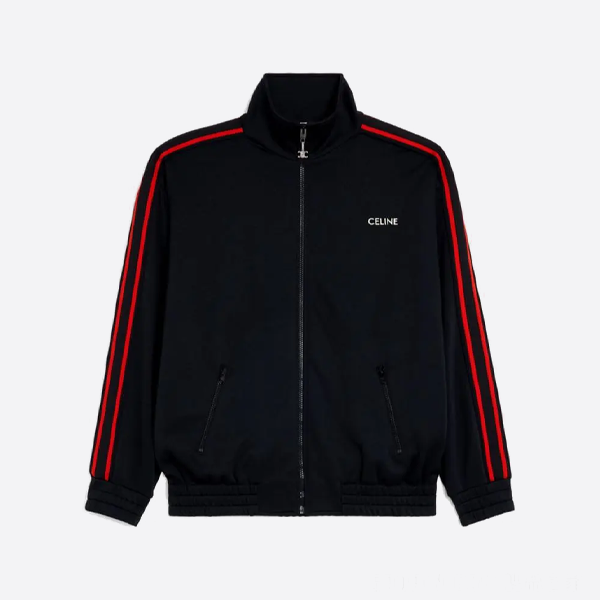 セリーヌの刺繍入りスモールロゴ入りレッドエッジリボンスーツジャケット