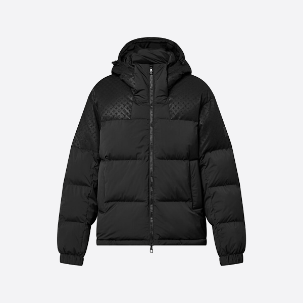 ルイ・ヴィトン 3Dジャカード フード付きダウンジャケット ブラック