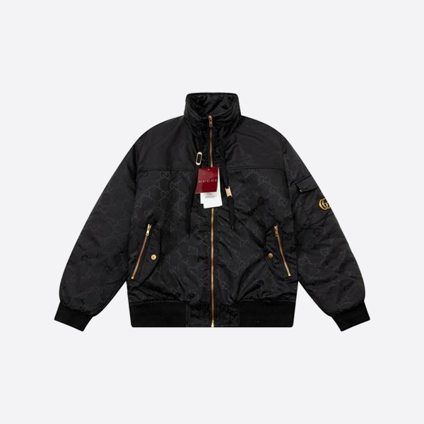 グッチのオールオーバーロゴプリント ジップアップ コットンコート