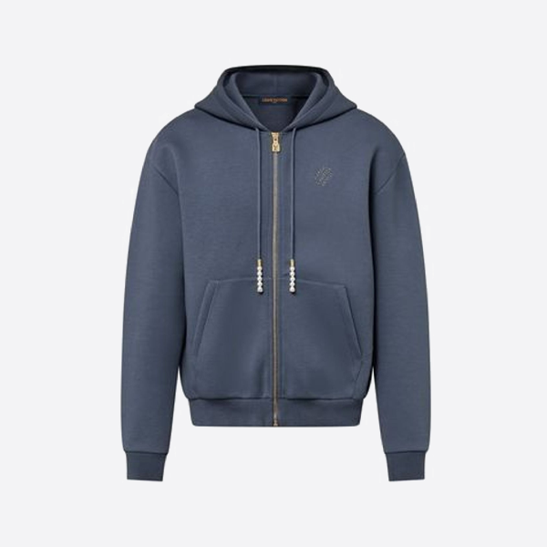 ルイ・ヴィトン パールペンダント フード付きジャケット、ネイビーブルー