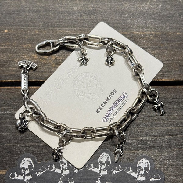 クロームハーツ マルチエレメント ペーパーEチェーン スクロールレターブレスレット