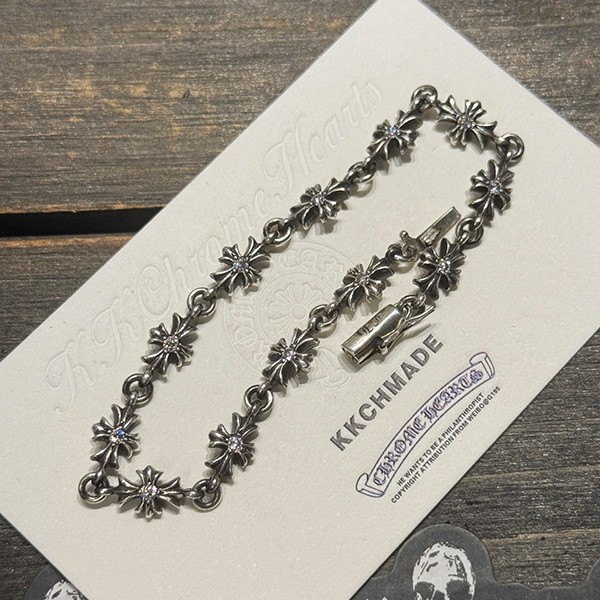 クロームハーツ VVS フルダイヤモンドセッティング タイニーE クロスブレスレット