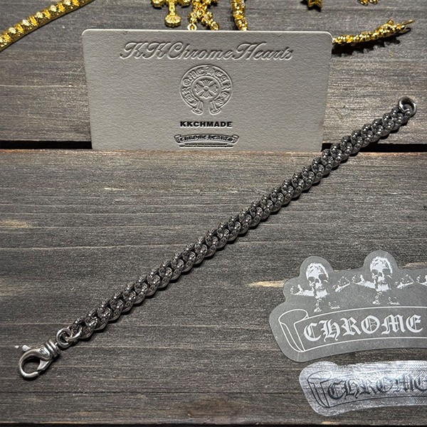 クロームハーツ クロスチェーン編み込みブレスレット