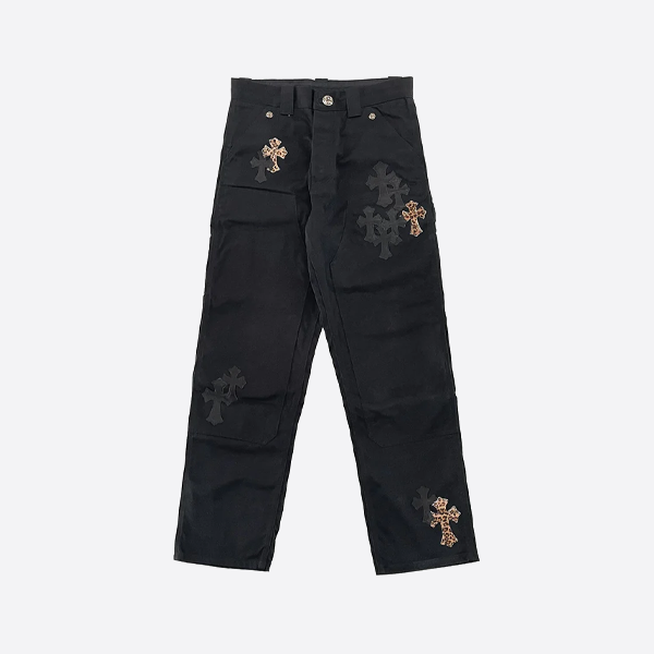 クロームハーツ レオパードプリント パッチワーク ワークジーンズ