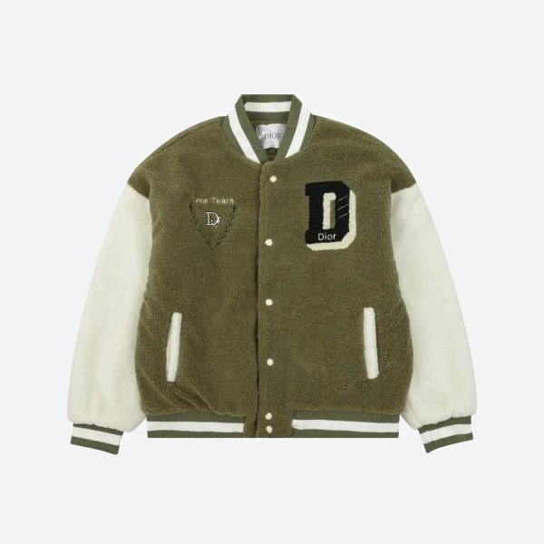 ディオールの花柄刺繍入り文字入りラムウールコート