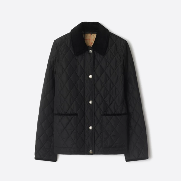 バーバリーのダイヤモンドキルティングジャケット、ブラック