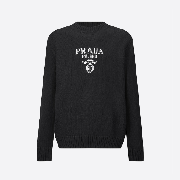 プラダ ジャカード ロゴ ニット セーター (ブラック)