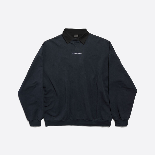 バレンシアガ フェイクツーピース シャツカラー スウェットシャツ