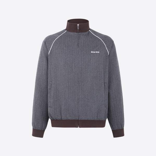 ミュウミュウのカラーブロック ピンストライプ ジップアップ ジャケット