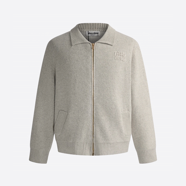 ミュウミュウのウールジップアップニットカーディガン