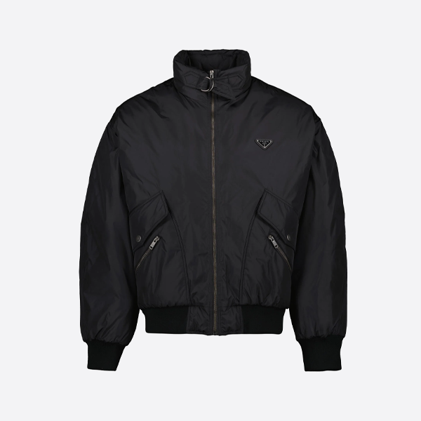 裾にダブルフラップポケットが付いたプラダのフリースジャケット