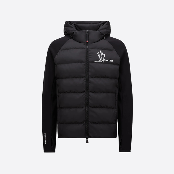 モンクレール X リック・オウエンス コラボレーション パッチワークスリーブ フード付きダウンジャケットブラック