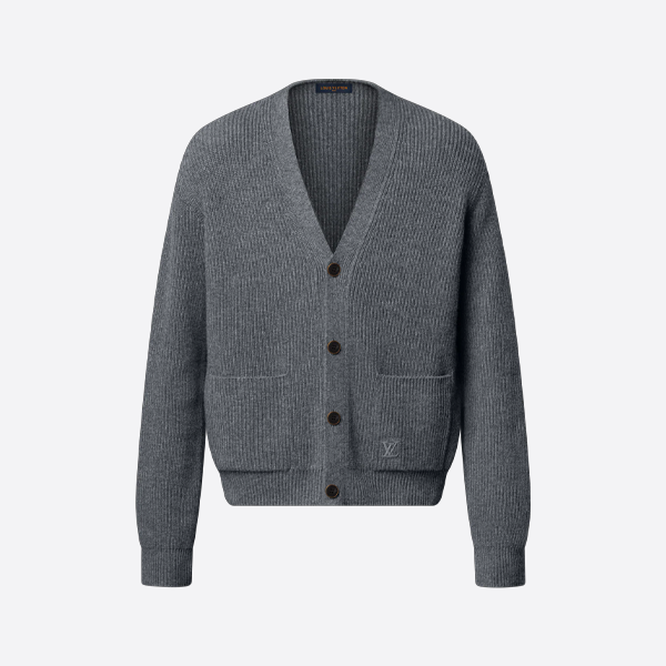 ルイ・ヴィトンの小さなロゴ刺繍入りカシミアウールカーディガン
