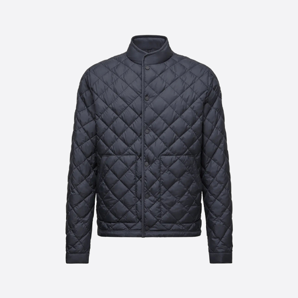 モンクレール ショートチェック コットンジャケット、ブラック