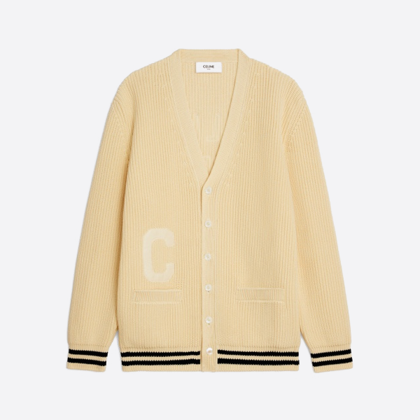 プレッピースタイルのセリーヌコットンロングカーディガン