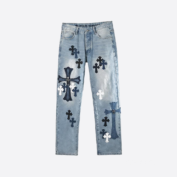 Chrome Hearts メタリック クロスパネル ウォッシュドデニム 限定ジーンズ