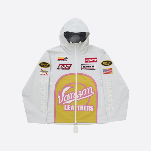 シュプリーム × バンソンレザーズ ロゴアプリケ防水ジップジャケット（ホワイト）
