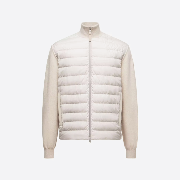 モンクレール レザーポケットニットパネルダウンジャケット