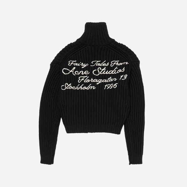 アクネスタジオス バック刺繍ジップアップニットカーディガンジャケット