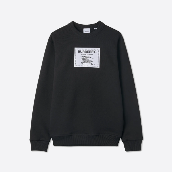 バーバリー ペデスタル アップリケ クルーネック スウェットシャツ、ブラック