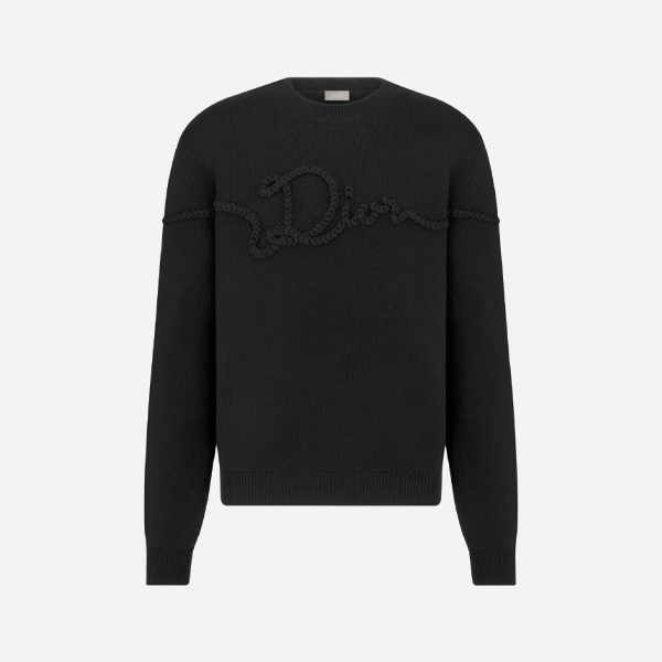 ディオール トリプルカラー サイン入りニットタートルネックセーター（黒色）