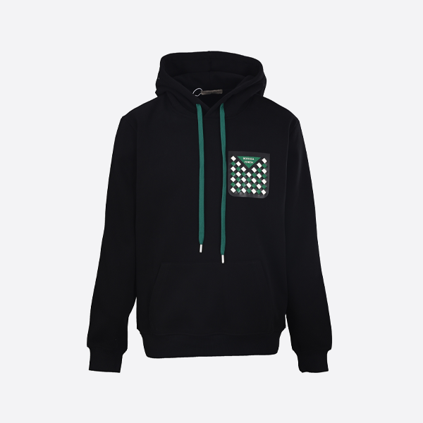 ボッテガ・ヴェネタ 織りポケット付きフーディースウェットシャツ（黒色）