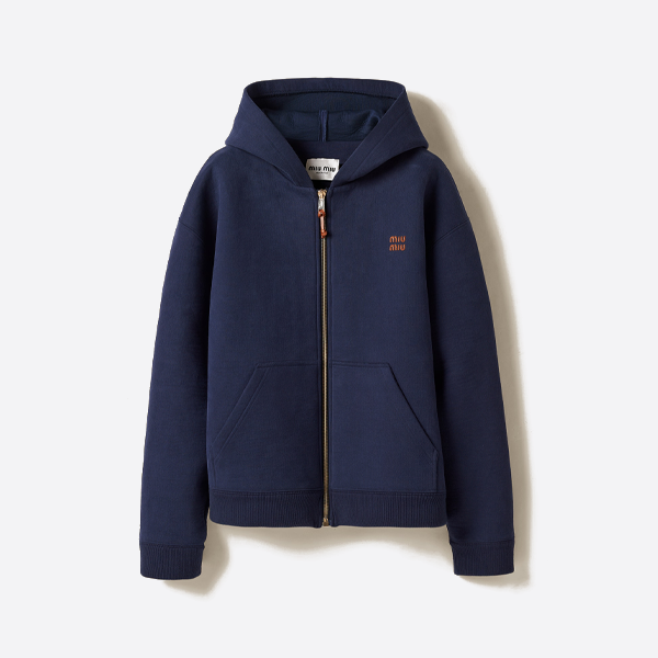 ミュウミュウ レザー ジップアップ フード付きジャケット