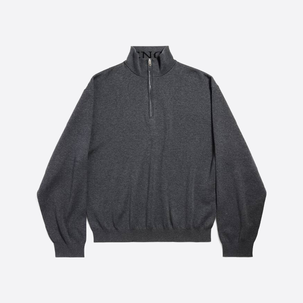 バレンシアガのスタンドカラーハーフジップジャカードニットセーター