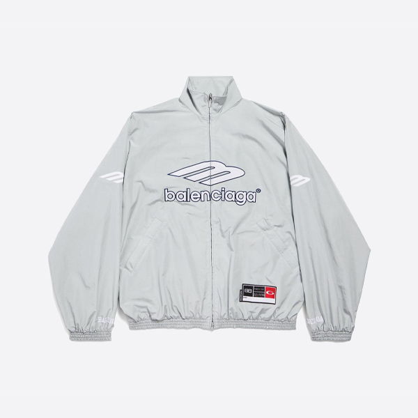 バレンシアガ 刺繍入りナイロン カジュアル ウィンドブレーカー ジャケット（グレー）