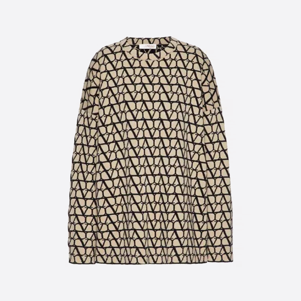 ヴァレンティノ オールオーバーVロゴ ジャカード クルーネック セーター、ホワイト