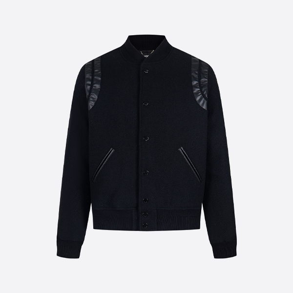 サンローランのクラシックなパッチワークレザーカラージャケット