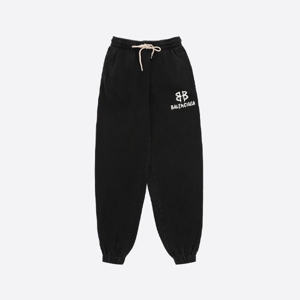 バレンシアガのウォッシュ加工BBレタープリント織りトラウザーズ