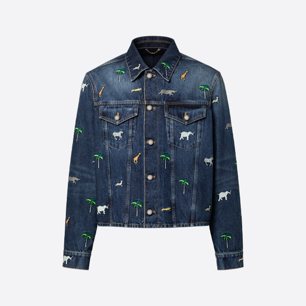 ルイ・ヴィトン アニマル刺繍 デニムジャケットスーツ