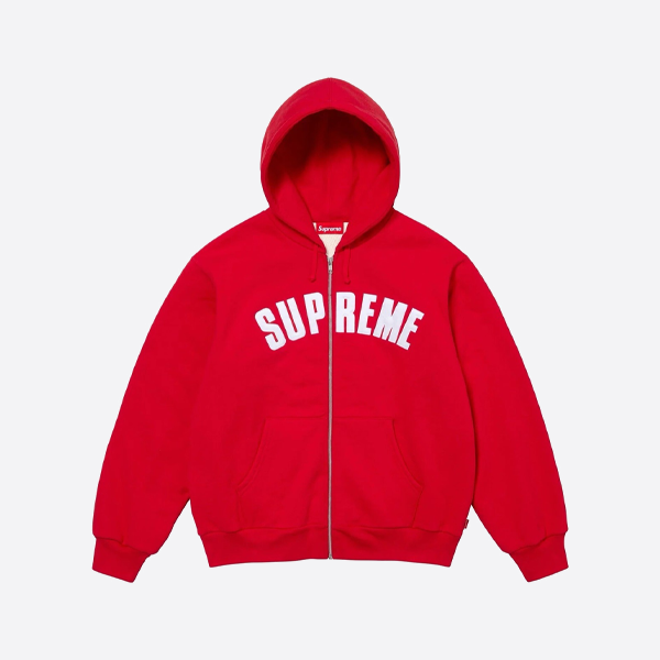 シュプリーム アップリケ 刺繍 レター フード付きジャケット、レッド