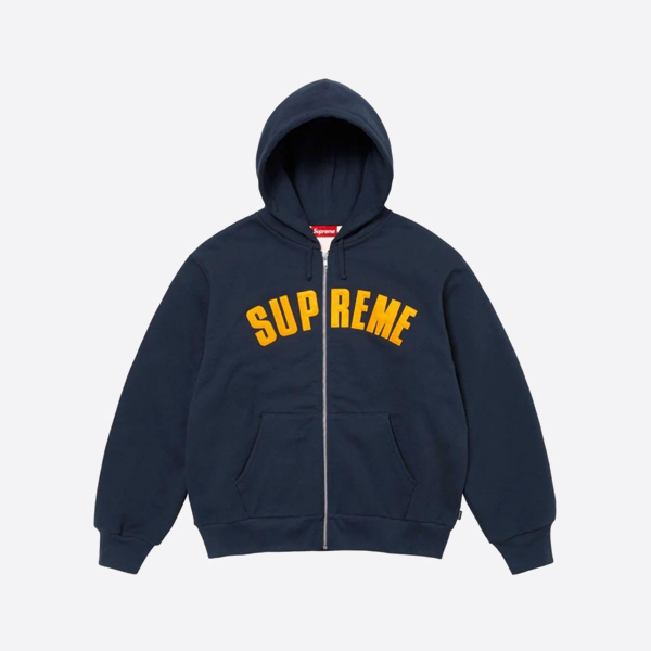 シュプリーム アップリケ 刺繍 レター フード付きジャケット、ブルー