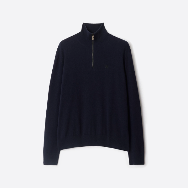 バーバリー リトル ウォー ホース エンブロイダリー ハーフジップ ハイネック ニット セーター (ブラック)