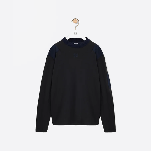 ロエベ パッチワーク クルーネック ニット セーター（ショルダーボタン付き）