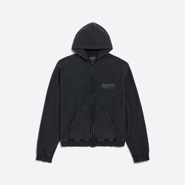 バレンシアガ ブラープリント ウォッシュド ジップアップ フード付きジャケット