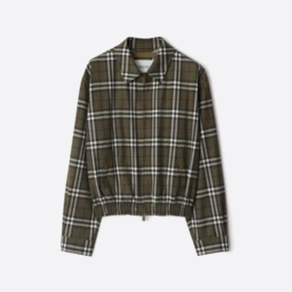 バーバリー グリーンチェック カシミアカラー ジャケット