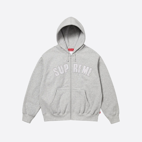 シュプリーム ラインストーン パーカー、グレー