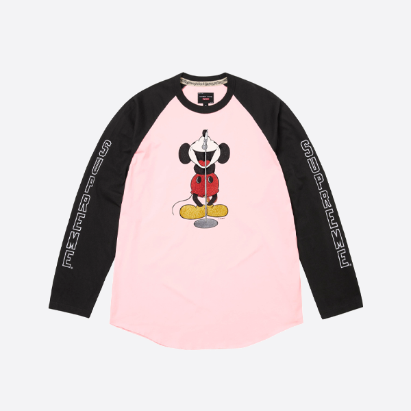 Supreme x ミッキーマウス プリント ロングスリーブシャツ（ブラック＆ピンク）