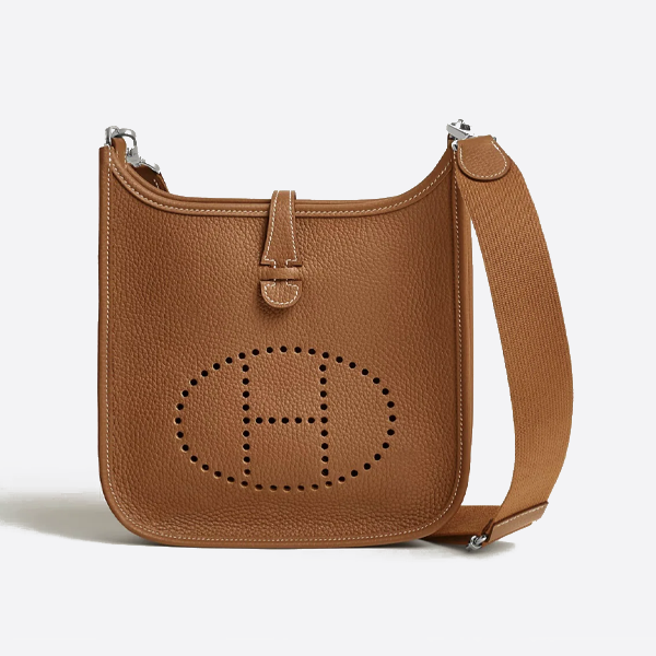 エルメスのショルダーバッグ、23cm、ゴールドブラウン。