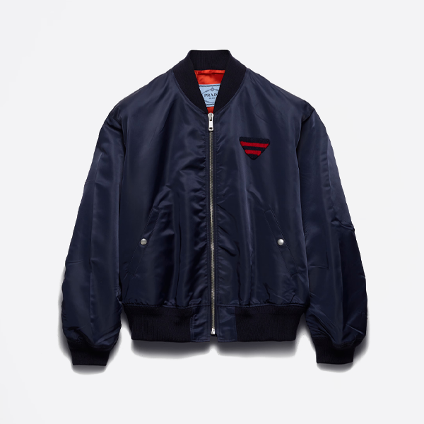 プラダのニットトライアングルロゴコットンコート