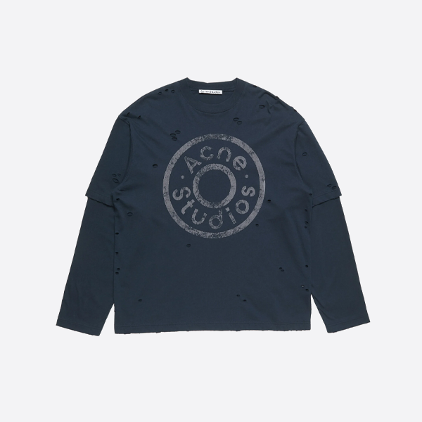 アクネ ストゥディオズ バッジ リップド フェイク ツーピース ロングスリーブ Tシャツ