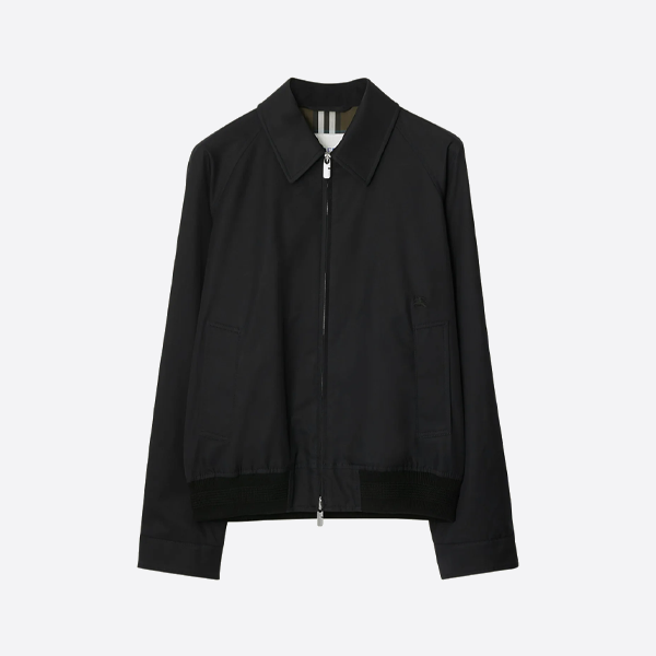 バーバリー ウォーホース チェックカラー ジャケット、ブラック