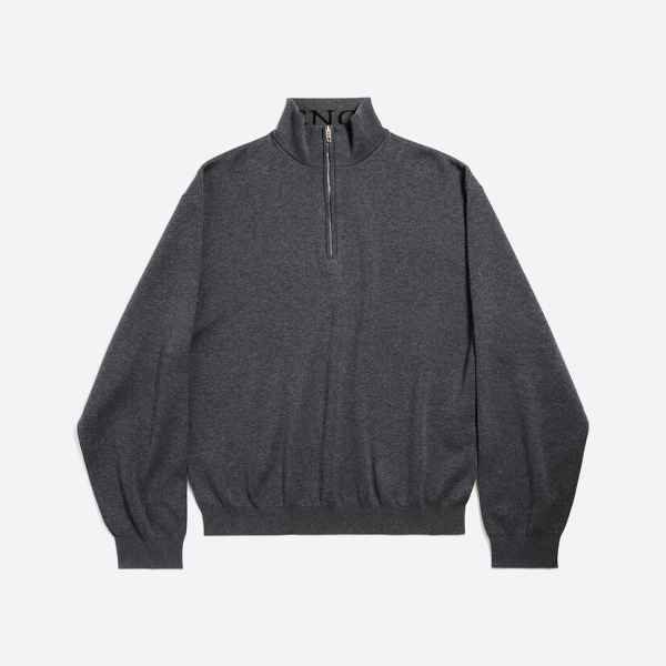 バレンシアガのスタンドカラー無地ハーフジップタートルネックセーター