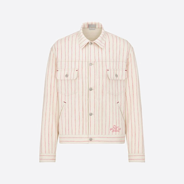 ディオールの刺繍入りレターストライプデニムジャケット