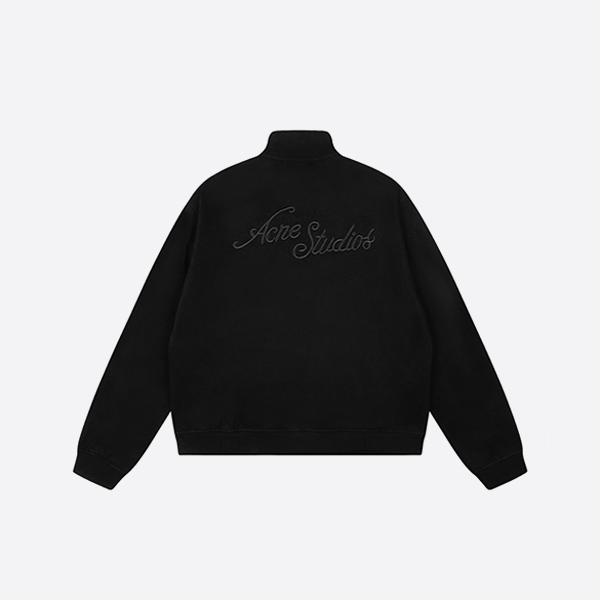 アクネ ストゥディオズ 3D 刺繍ロゴ ジッパー ジャケット、ブラック