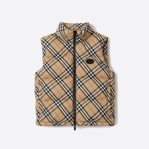 バーバリーレザーパッチワークダウンベスト